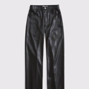 Abercrombie High Rise 90s Relaxed LeatherPants - Black